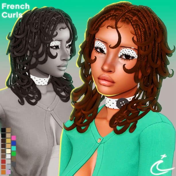 black female Sim with french curls