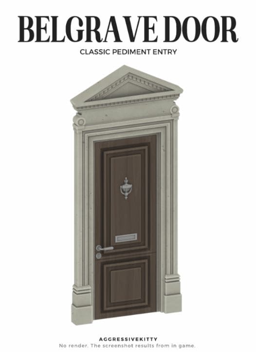 a classic paneled wood door with stone pediment entry