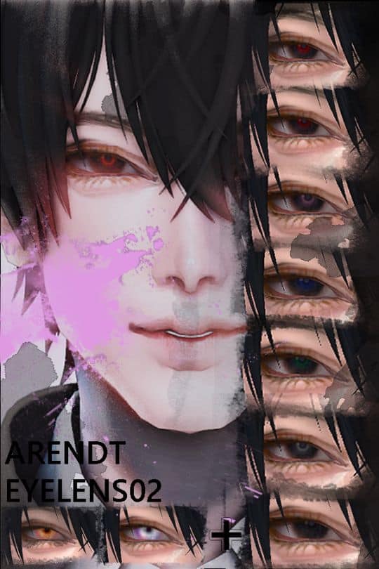 male Sim with black and red eye contacts