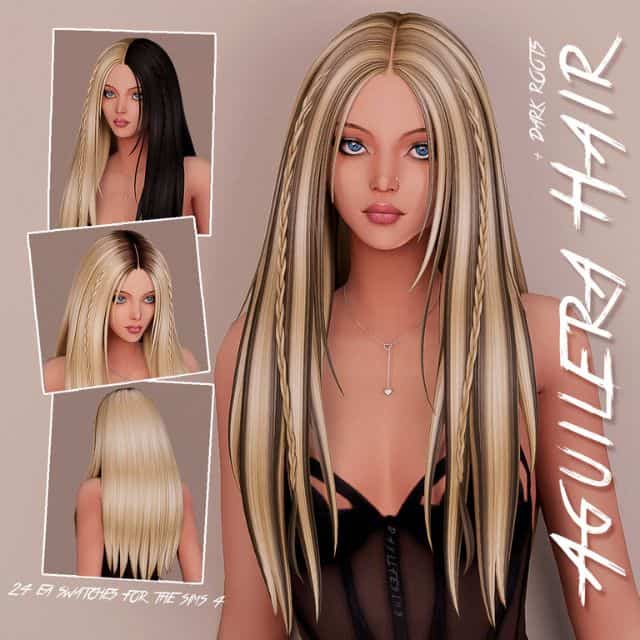 female Sim with a Christina Aguilera hairstyle