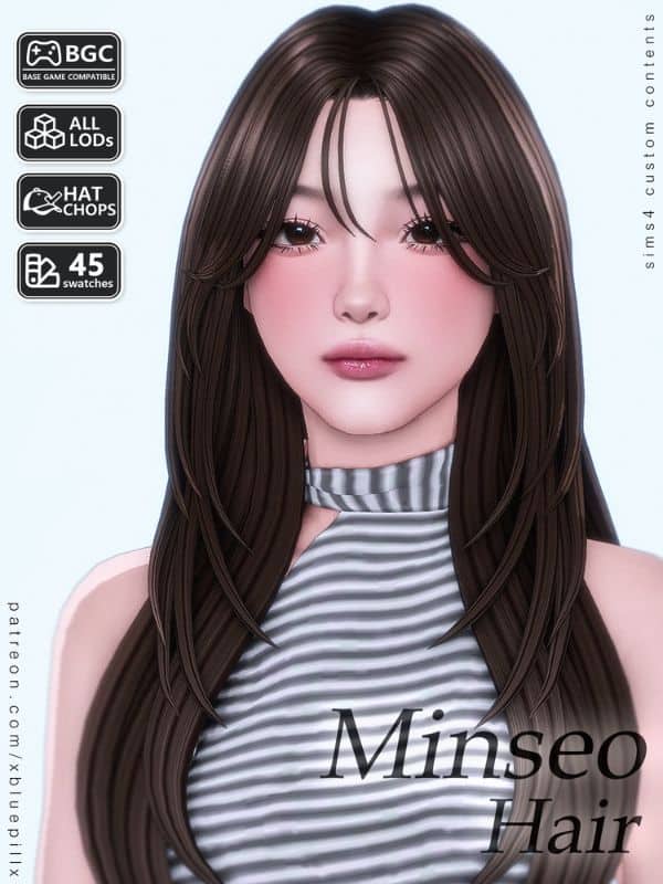 female Sim with a long layered hairstyle