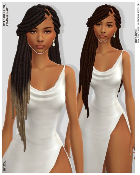 black female Sim with a Zendaya-inspired hairstyle