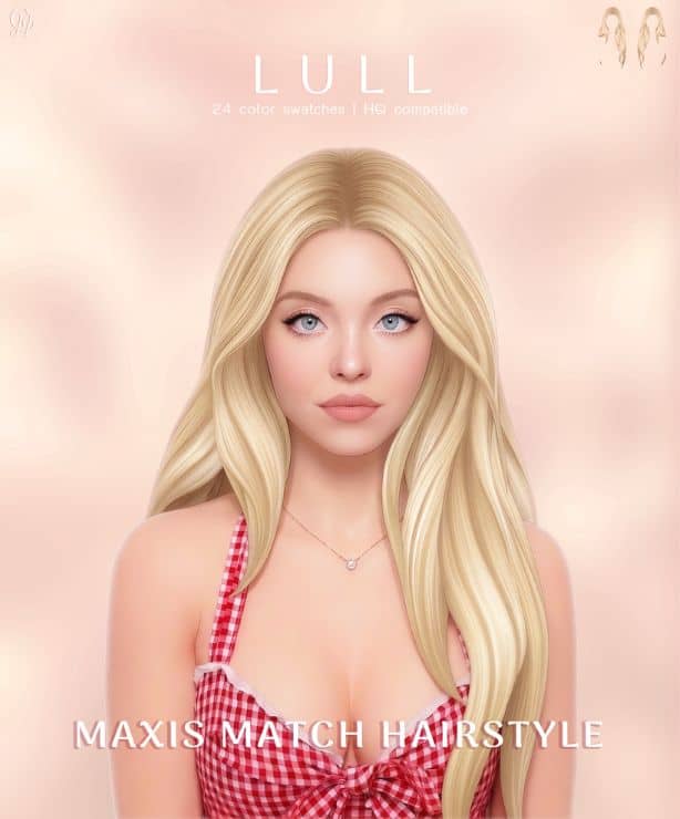 blond female Sim with long, flowing hair