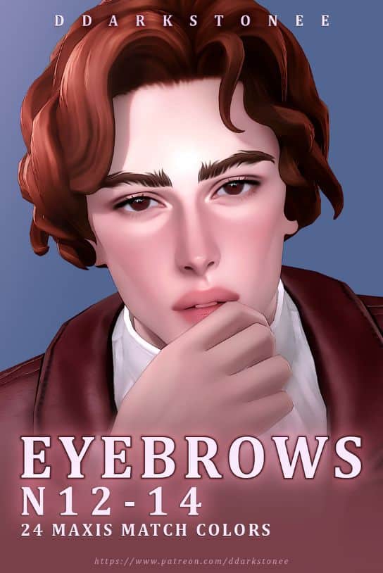 male Sims with feathered arched brows