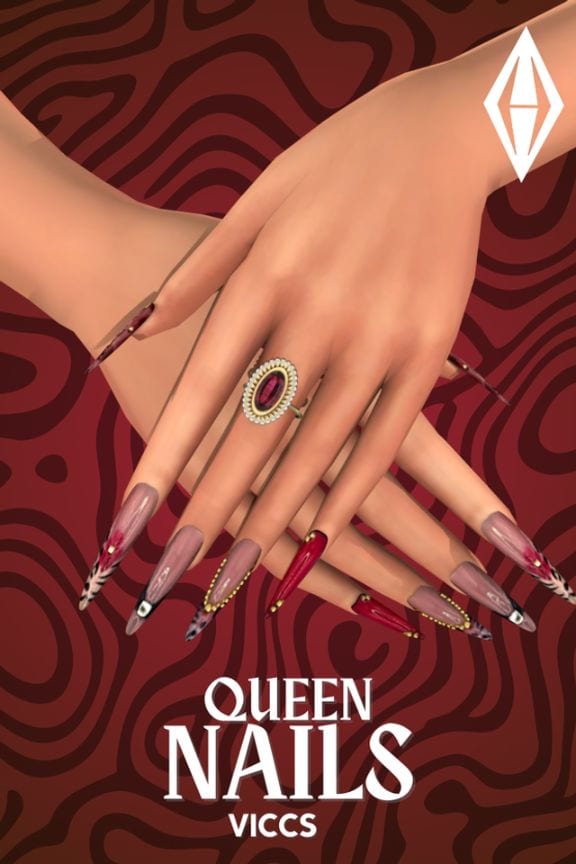 Long nails with golden details