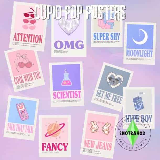 collage of pastel posters with pixel like designs