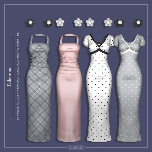 collage of two styles of dresses and earrings in different swatches