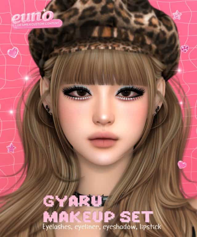 female Sim with shimmery eye makeup