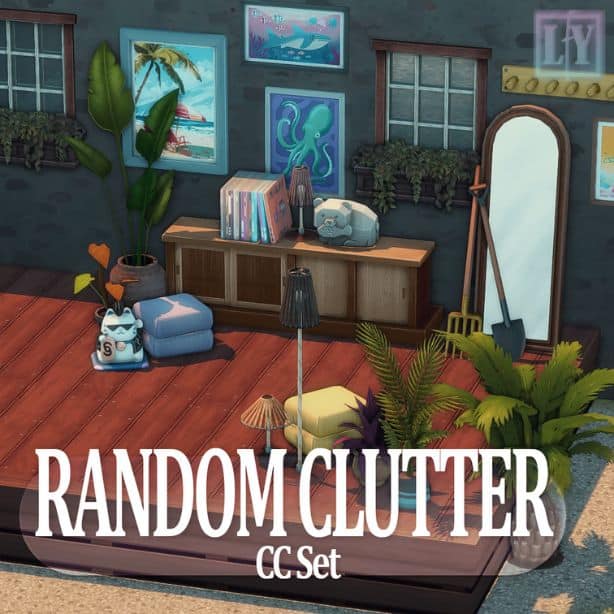 a Sims home interiors filled with random clutter pieces