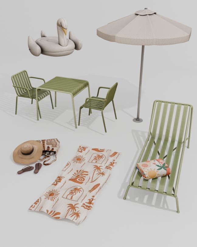 collage of poolside essentials