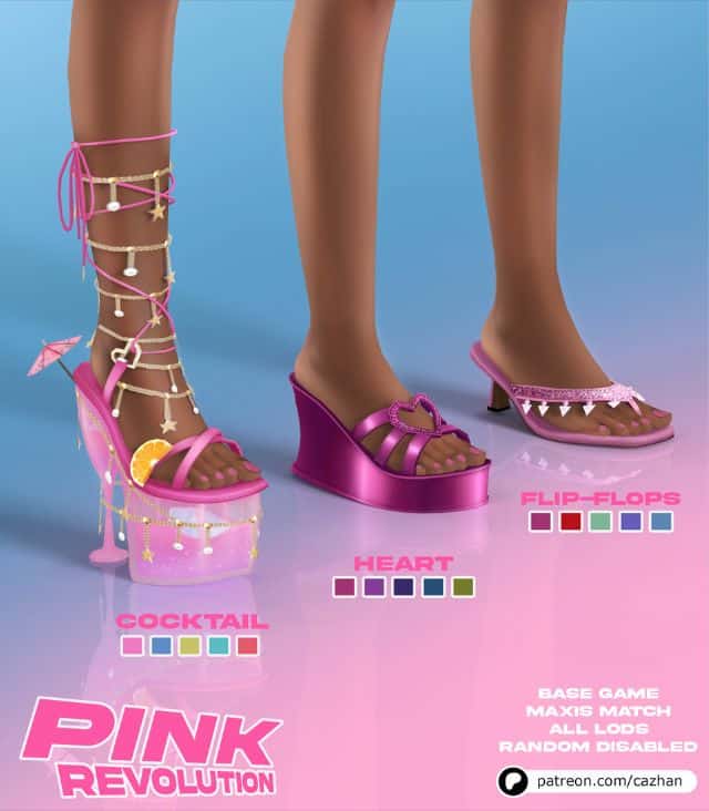 close u of three pink-purple themed shoes