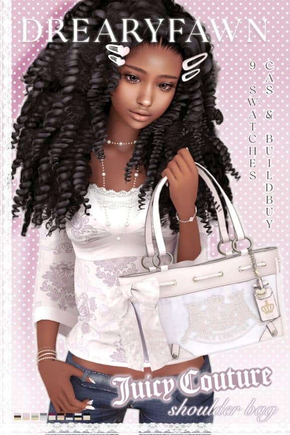 black female Sim holding a Juicy Couture shoulder bag