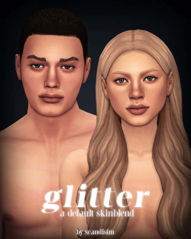 male and female Sims with a skinblend with gives a more chiseled look