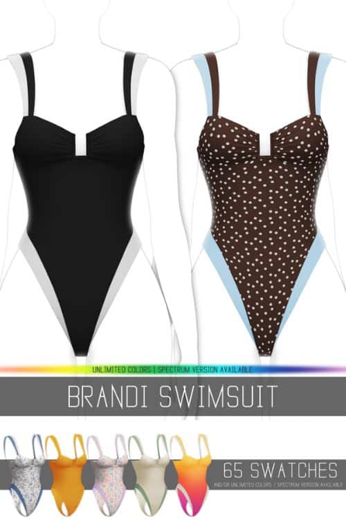 collage of one-piece swimsuit in solid and pattern swatches