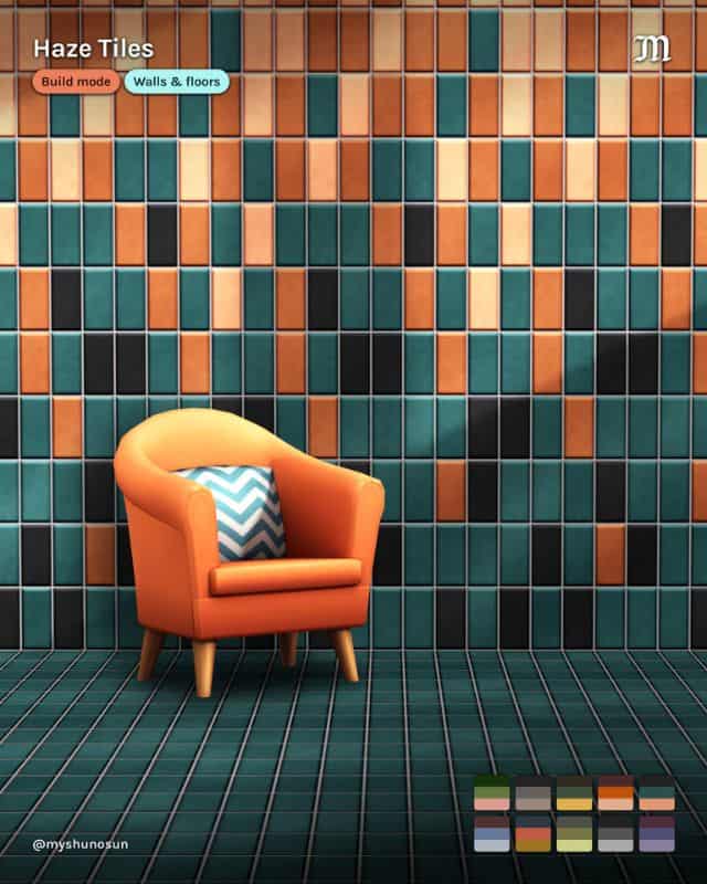 a wall with gradient subway tiles