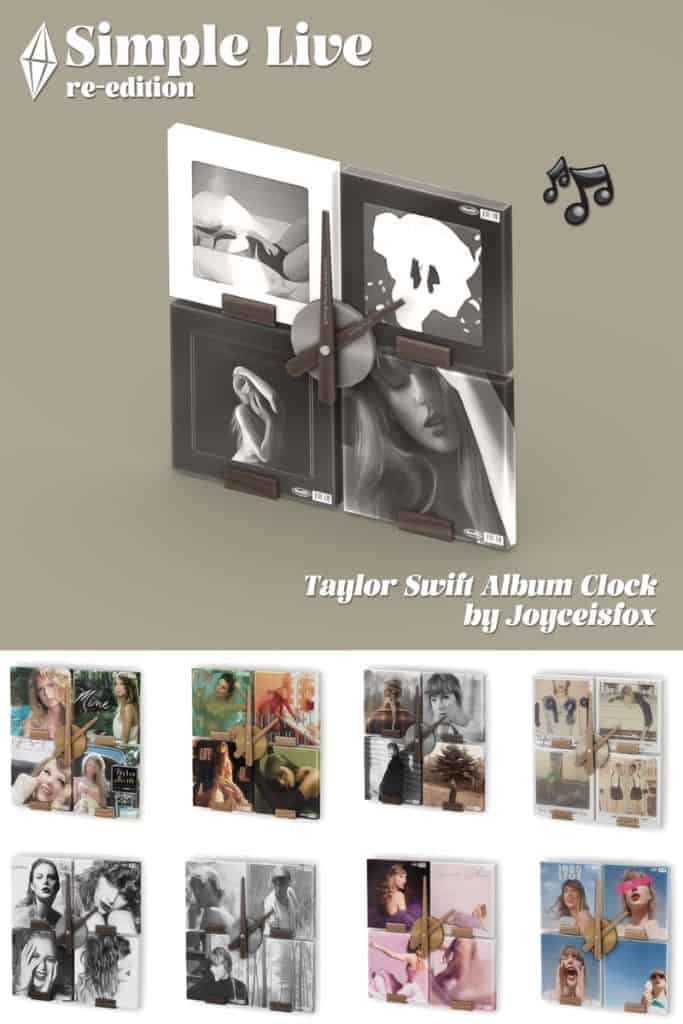 collage of Taylor Swift album clock variations