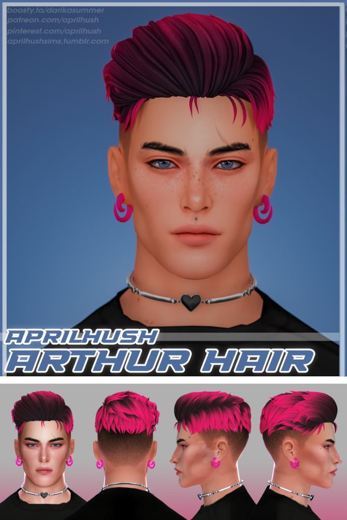 Male Sim with a two-tone short buzzed undercut with a voluminous, layered top swept to the side