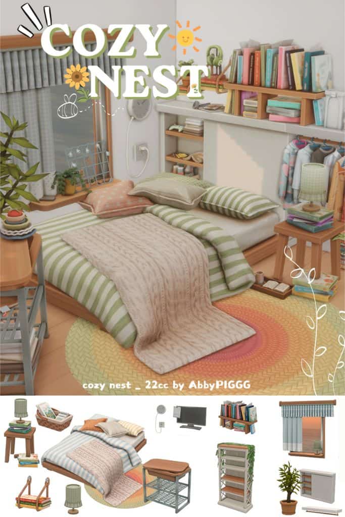 a relaxed bedroom setup with cozy clutter pieces