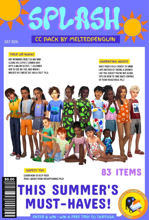 Sims kids dressed in colorful outfits