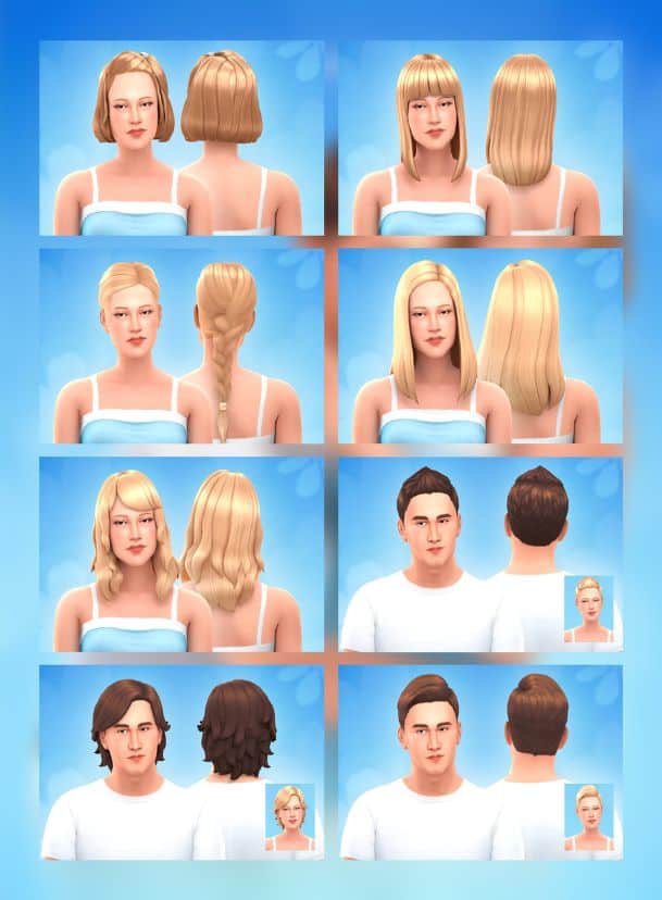 collage of eight male and female hair conversions