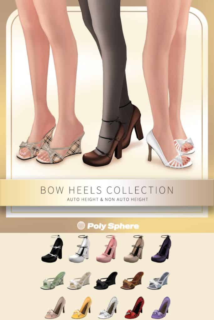 close up of three styles of heels with bow details