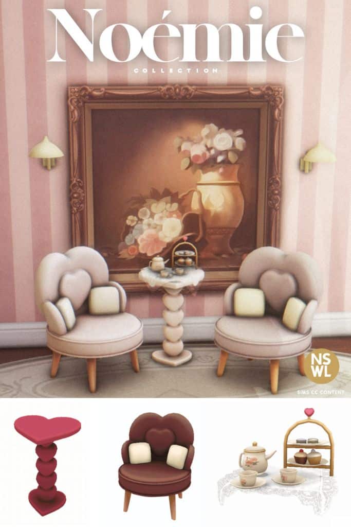 small living room set with a chair, end table and tea time ecor