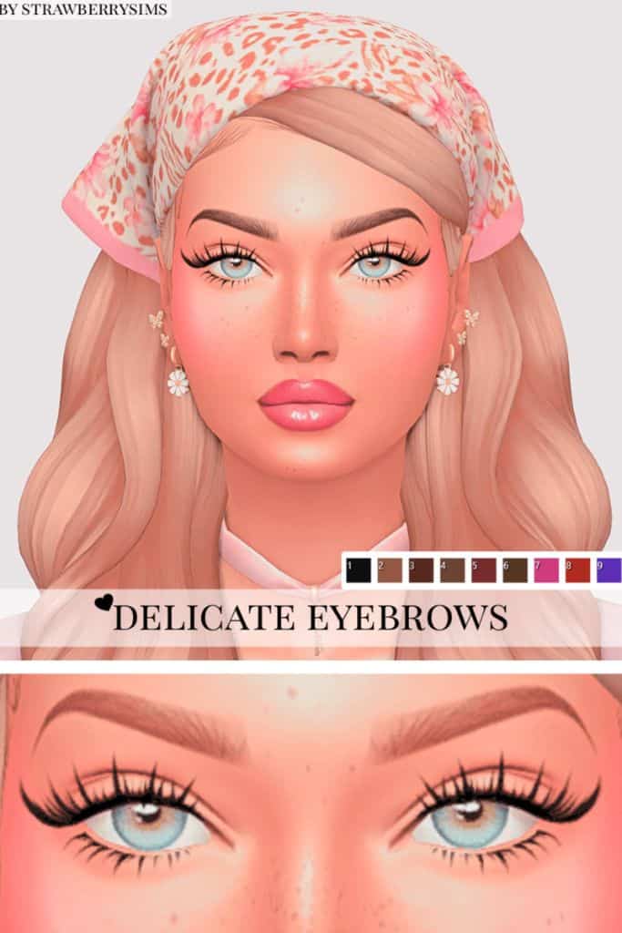 female Sim with soft, arched eyebrows