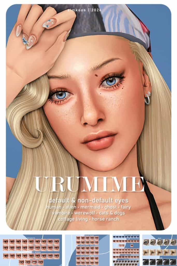 female Sim with bright blue eyes