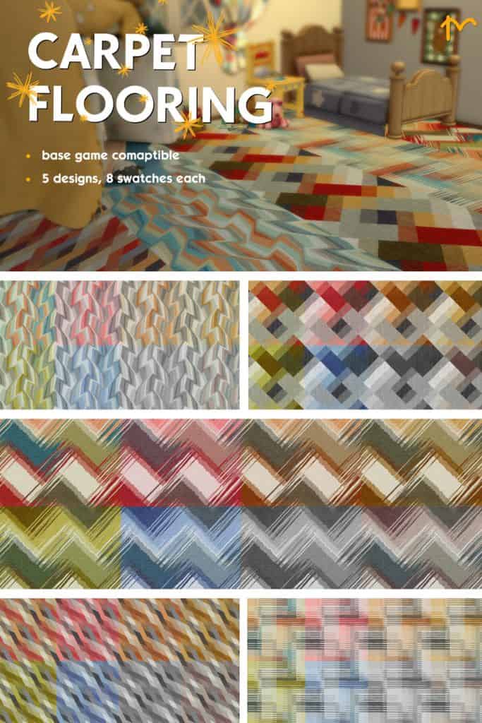 collage of colorful carpet flooring