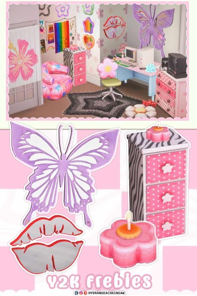 collage of mixed Y2K furniture and decor pieces