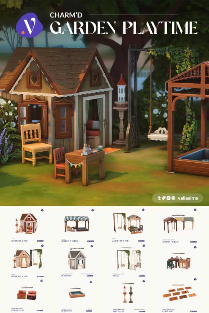collage of an outdoor garden playhouse