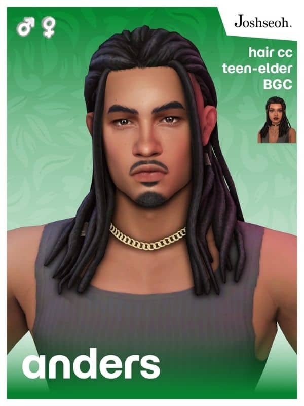 male Sim with shoulder length locs