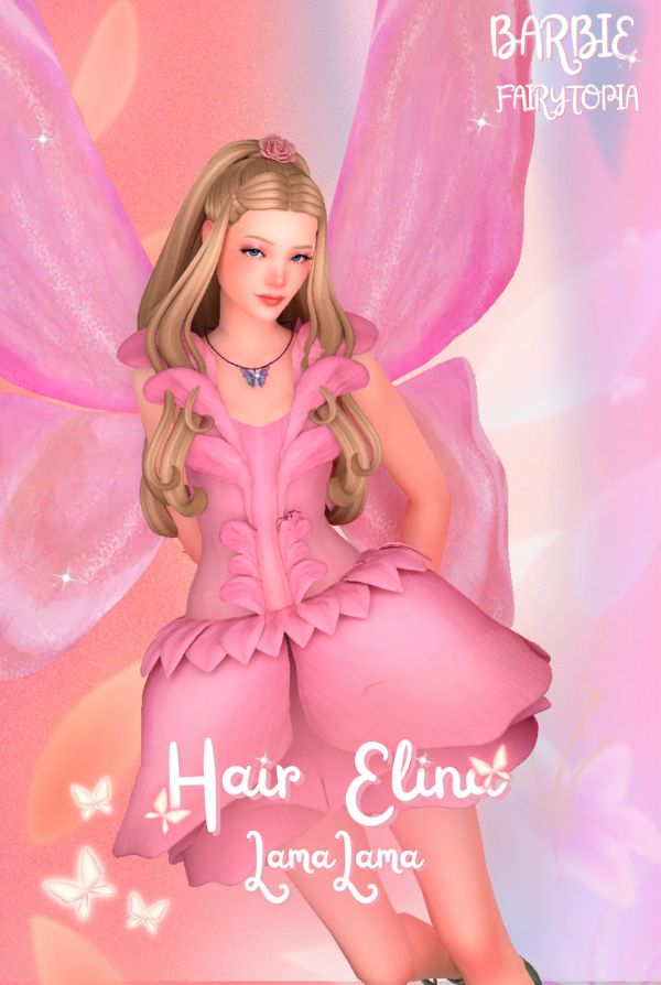 Barbie fairy with a long hairstyle in a partial up style