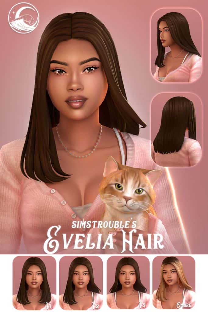 female Sim with a medium-length straight hairstyle