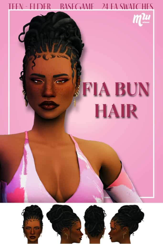 black female Sim with cornrows and a large bun