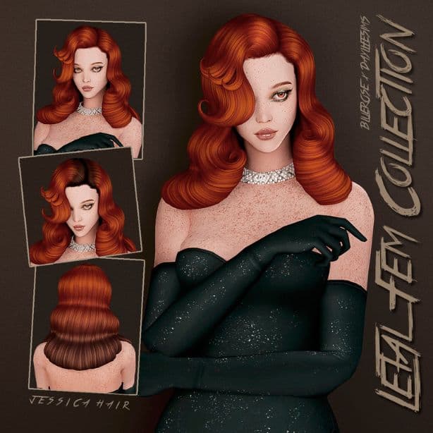 female Sim with a vintage wavy hairstyle