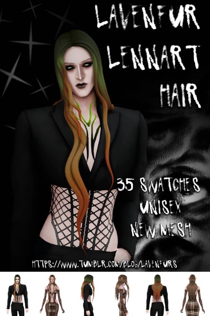 male and female Sims with very long hair cascading down
