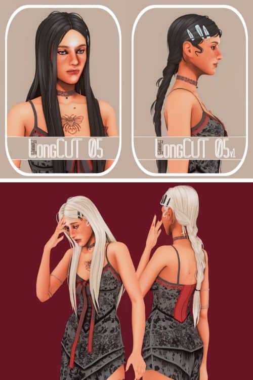two female Sims with long hairstyles