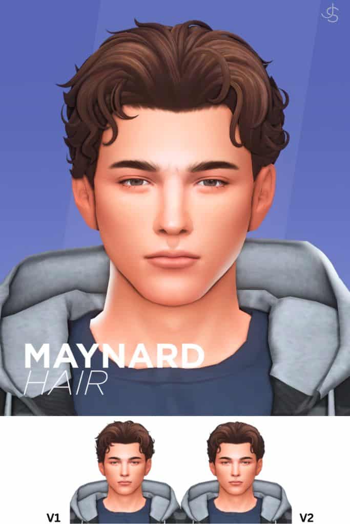 male Sim with a short Peter Parker inspired hairstyle with soft curls