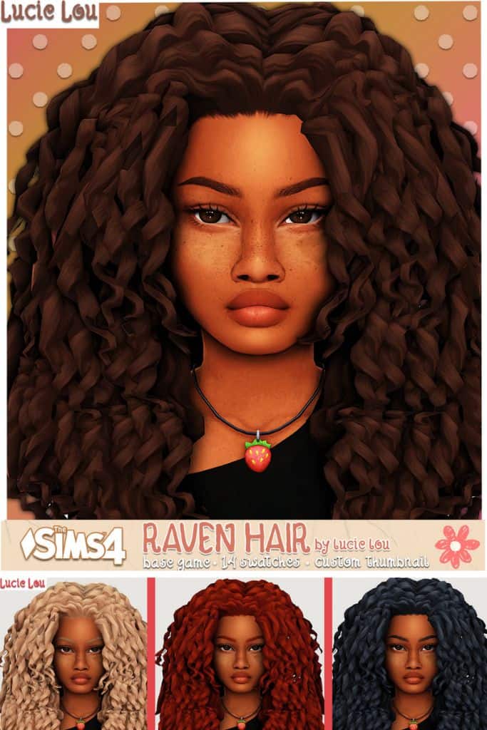 black female Sim with voluminous curly hairstyles