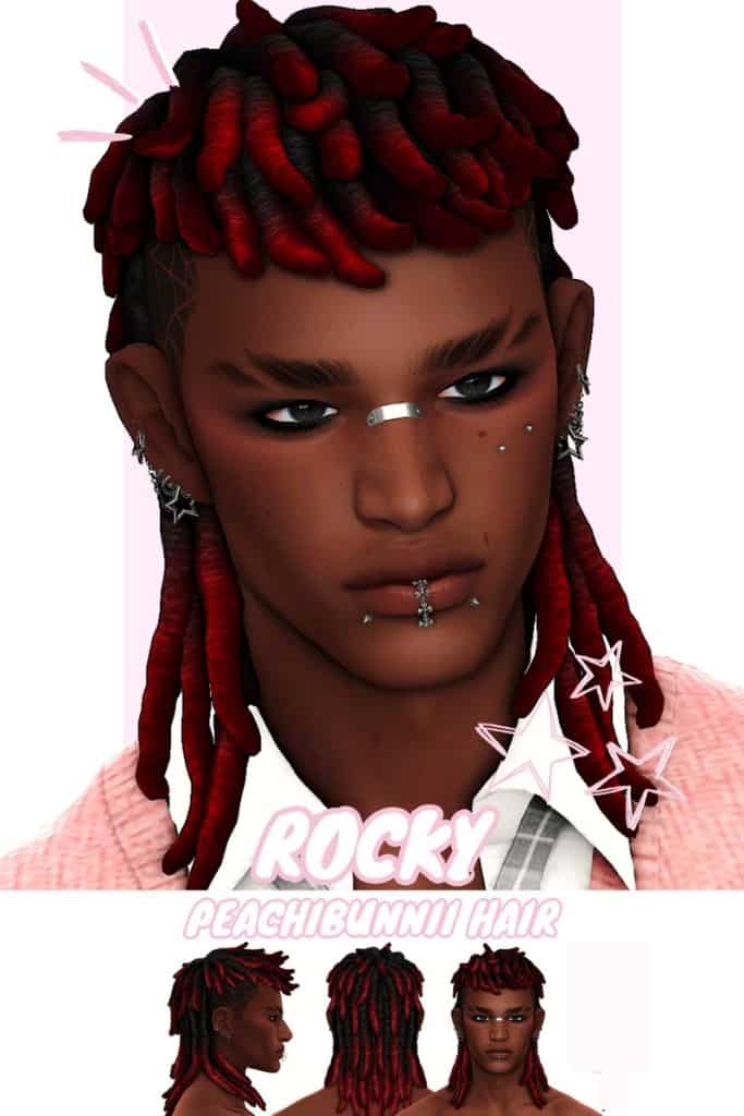 male Sim with shoulder length locs and an undercut