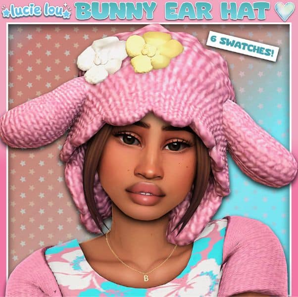 female Sim wearing a bunny ear hat