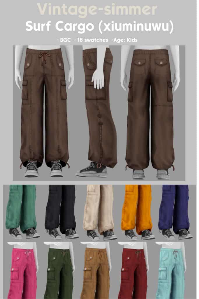 collage of cargo pants in different colors