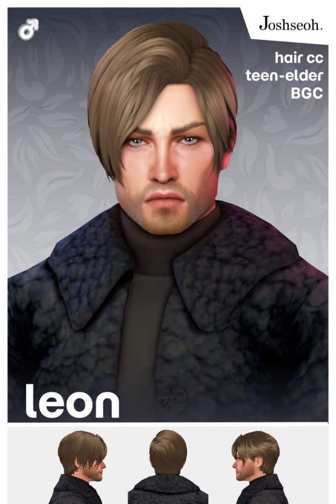 male Sim with a short, flipped hairstyle with a deep side part