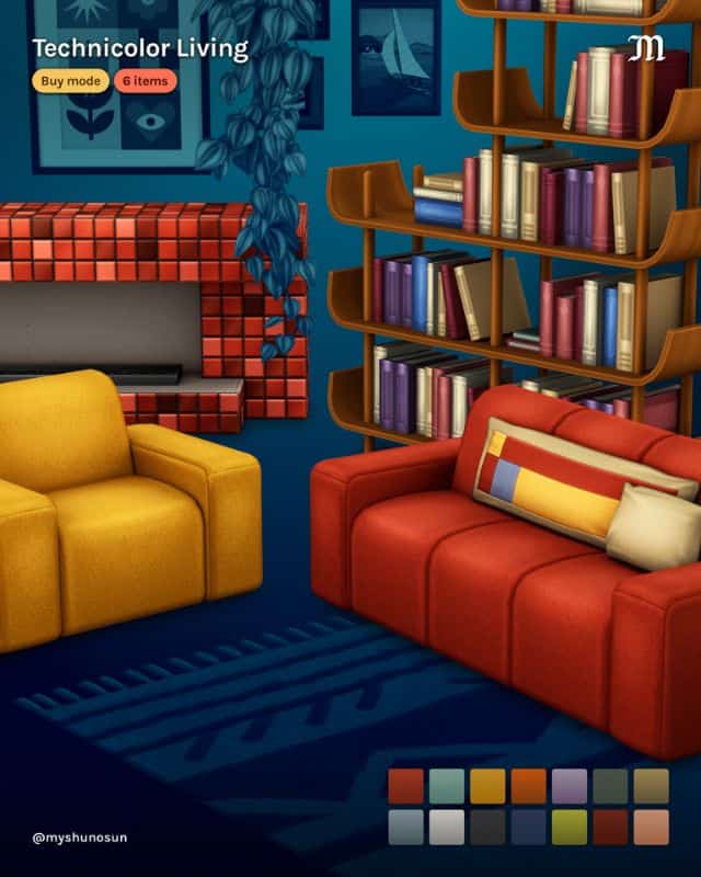 a technicolor living room