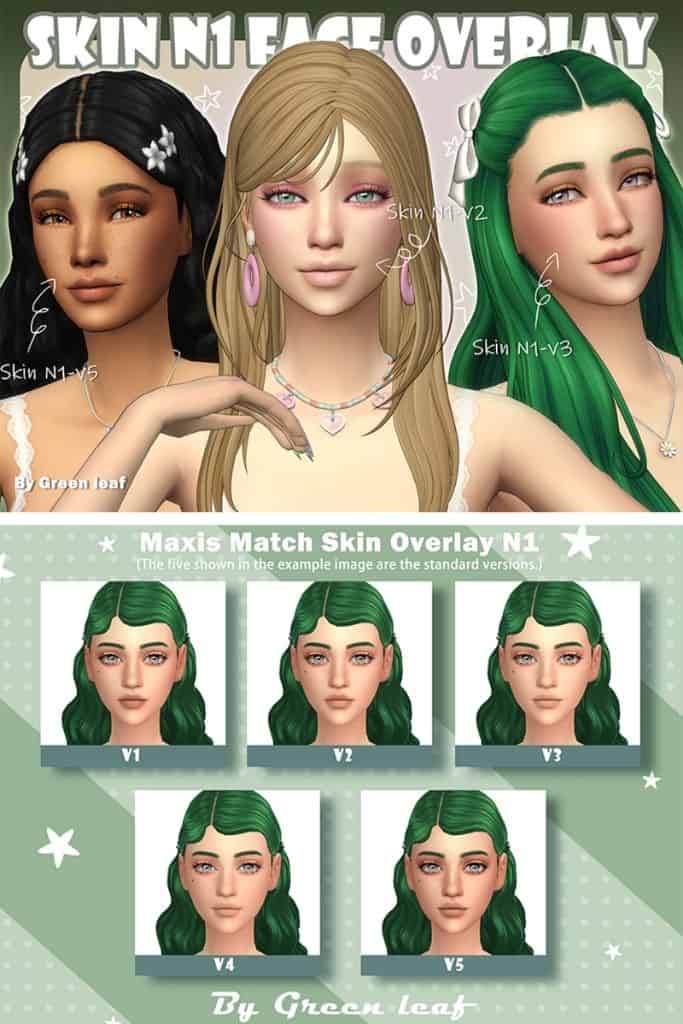 female Sims with with smooth face overlays