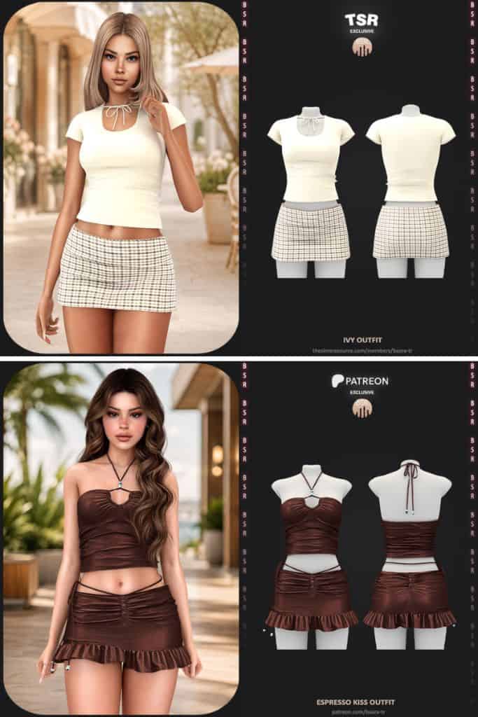 two female Sims wearing different modern outfits