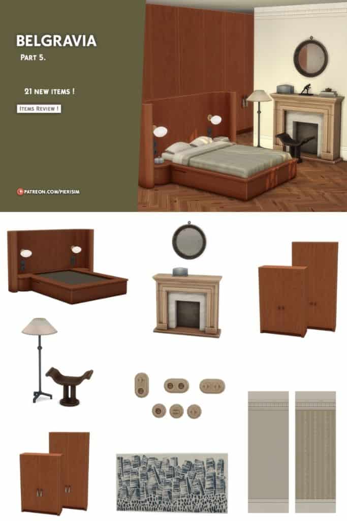 a dark wooden bedroom furniture and build elements