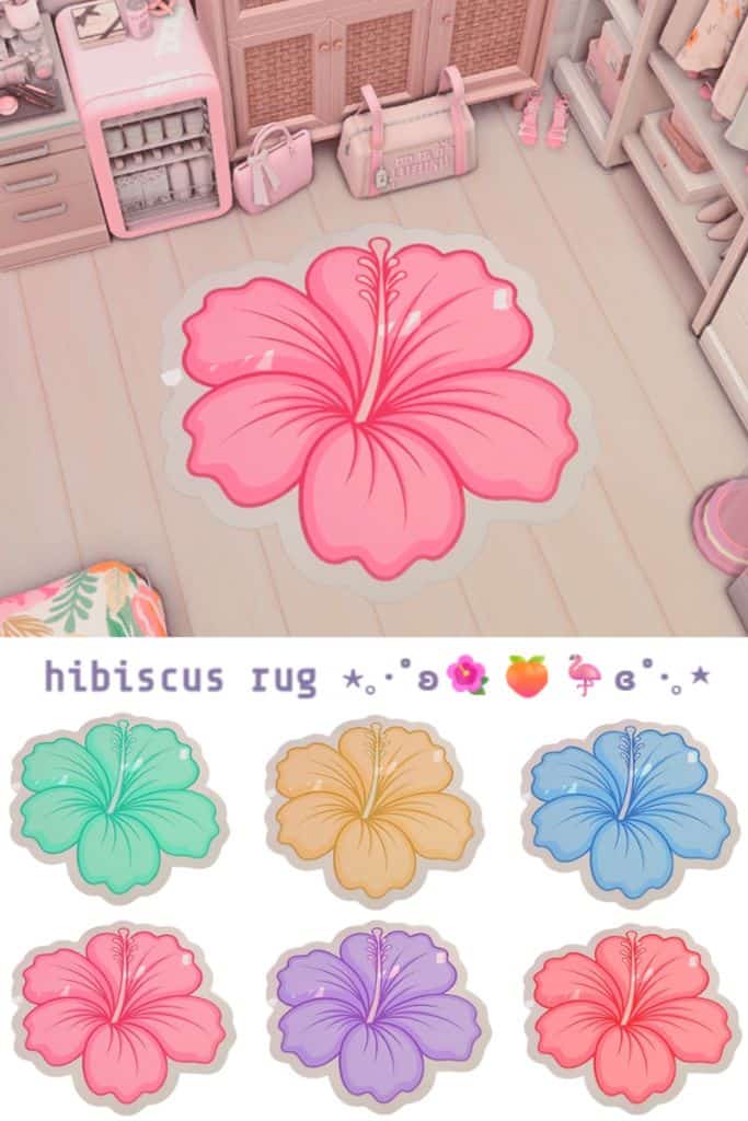a hibiscus rug shown in 6 different swatches