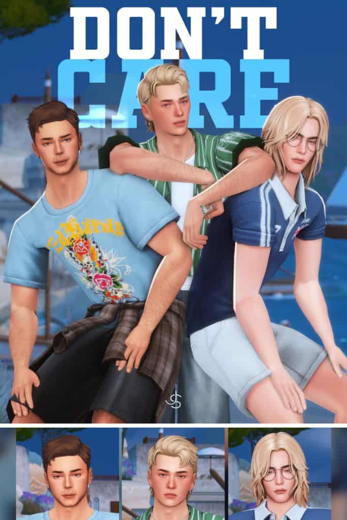 male Sims with short and medium-length hairstyles